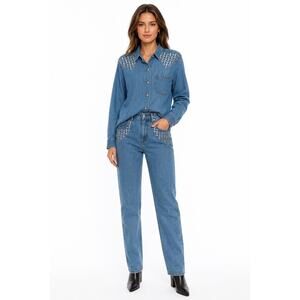 1990s Cache Studded Denim Shirt & Jeans Set USA Matching Set Women’s M/L